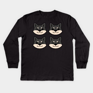 4 Shibas (Black and tan) Kids Long Sleeve T-Shirt